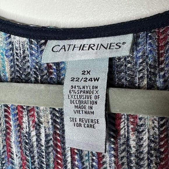 Catherines Womens 2X Fringe Hem Multicolor Open Front Cardigan Kimono Comfort - Picture 3 of 8